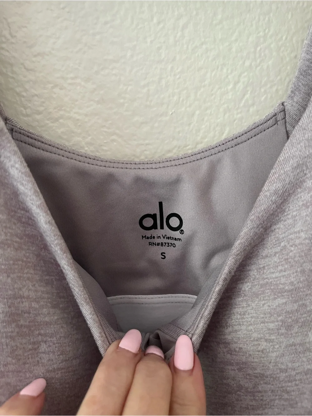 Alo Yoga Fitted Athletic Tank Dusk Heather Size Small Removable Light Pads